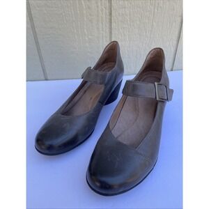 Dansko Womens Size 40/ US 9.5 Roxanne Mary Jane Heels Gray Burnished Leather